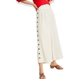 Anthropologie Button Striped Wide Leg Pants Size 6 (run larger)